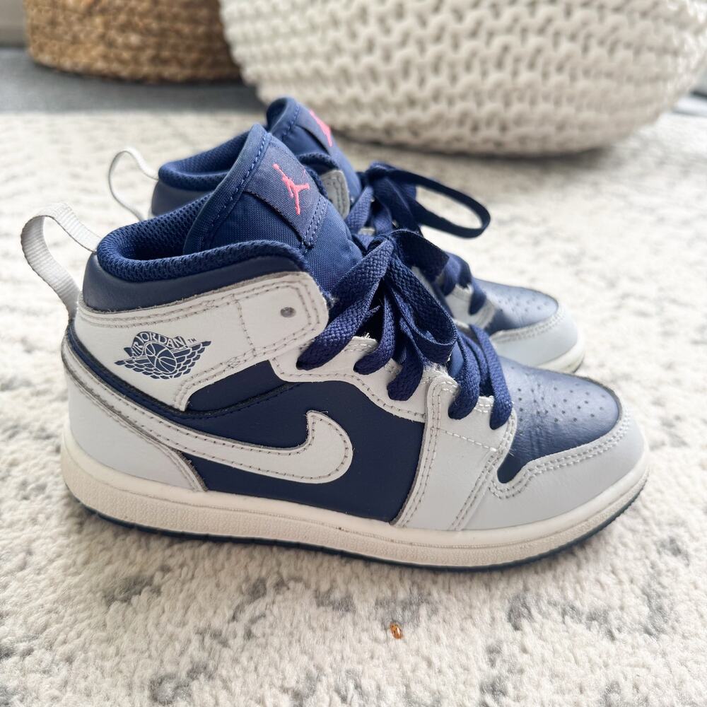 Air Jordan Little Kid's Jordan 1 Mid Blue Void/Pure Platinum (DQ8424 403) - 13C